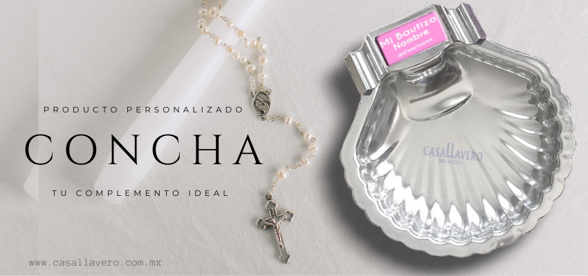 RECUERDO BAUTIZO FORMA DE CONCHA DE METAL